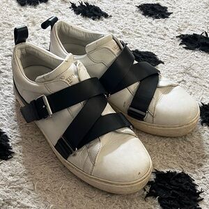 Valentino size 39 White Sneakers with Black Straps